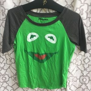 Muppets Kermit baseball t shirt size L 11-13 Girls